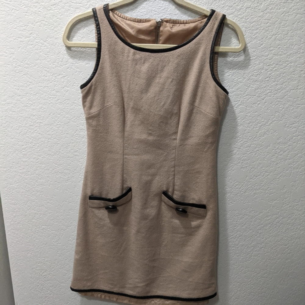 1960s Vintage Tan Velvet Dress